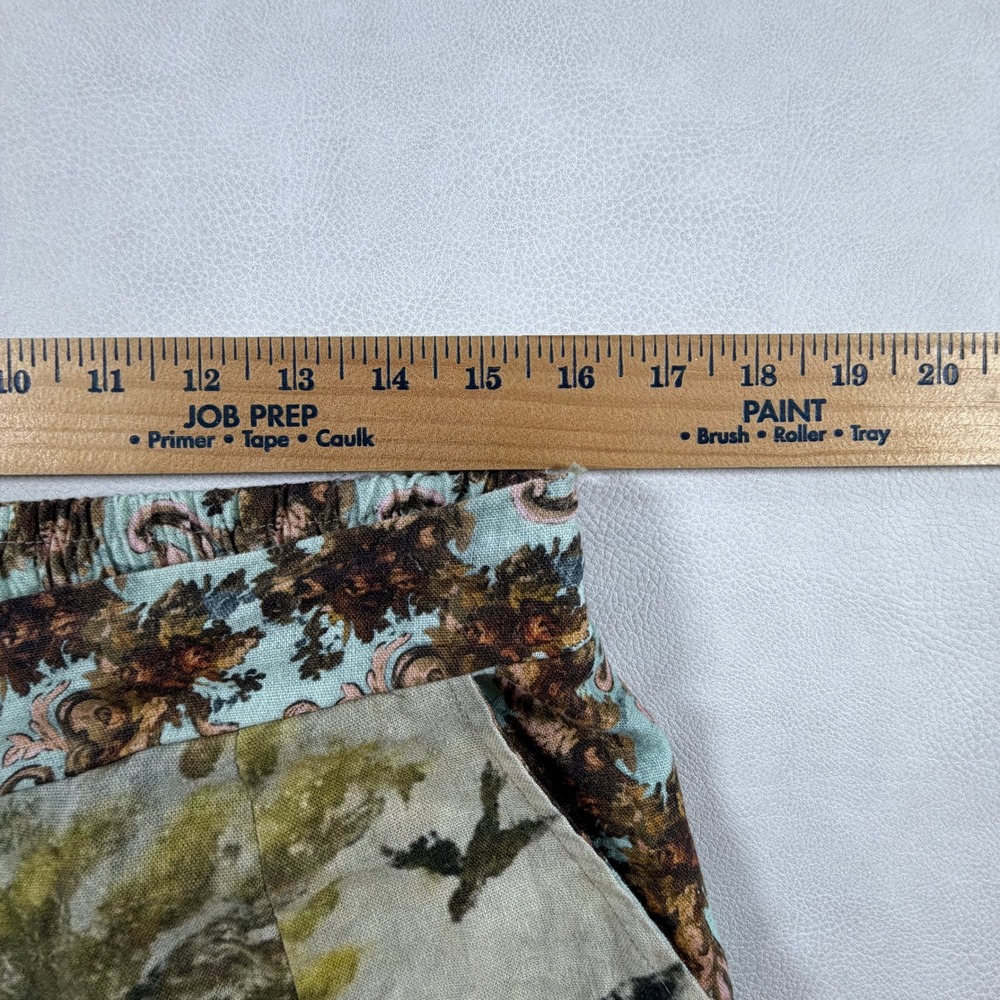 Market of Stars Pants Nature Print Linen Blend Swan Bird Forest Green Size Small - Picture 15 of 16